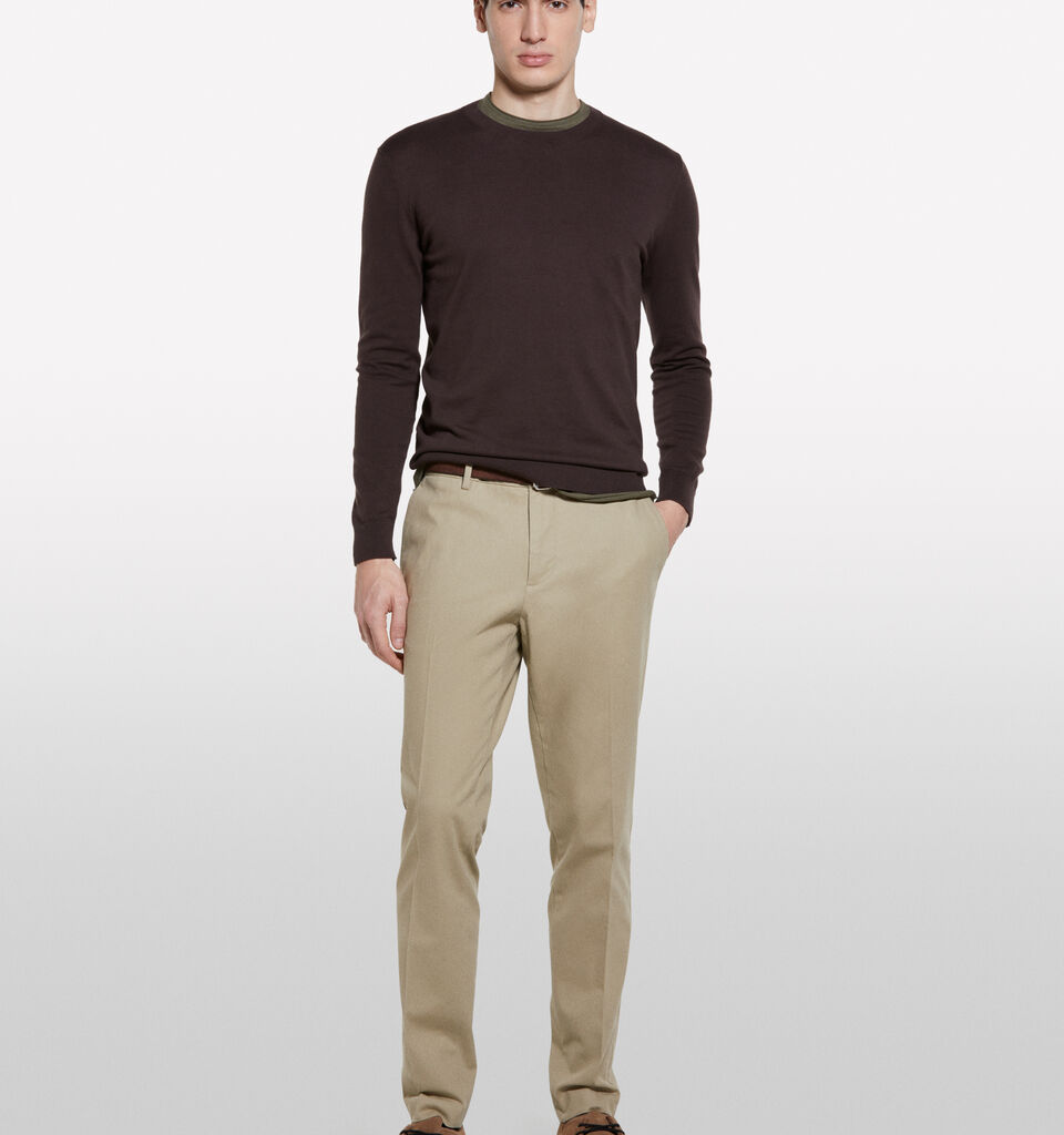 Pull coupe regular marrom escuro - camisolas gola redonda para homem - Marrom-Escuro | Sisley image number 1
